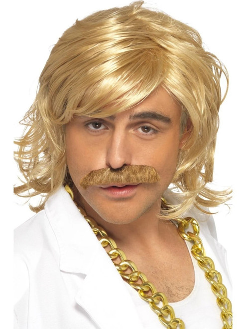 26" Blonde Game Show Host Wig and Tash Men Adult Halloween Costume Accessory - One Size - IMAGE 1