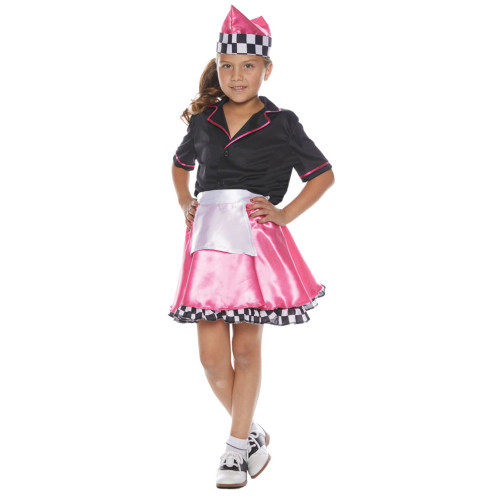 Black and Pink Car Hop Girl Child Halloween Costume- Medium - IMAGE 1