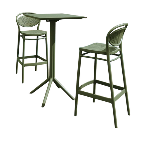 24" Olive Green Square Folding Bar Table - IMAGE 1