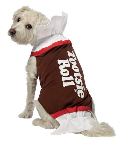 White and Brown Large Tootsie Roll Dog Costume - IMAGE 1