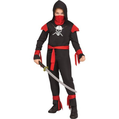 Black and Red Skull Ninja Boy Child Halloween Costume - Small - IMAGE 1