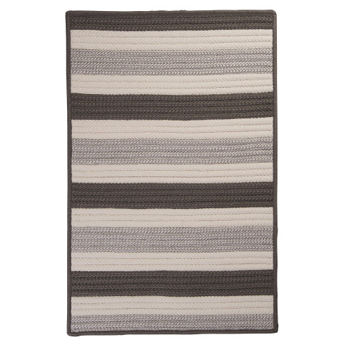 4' x 6' Silver Gray and White Rectangular Braided Area Throw Rug - IMAGE 1
