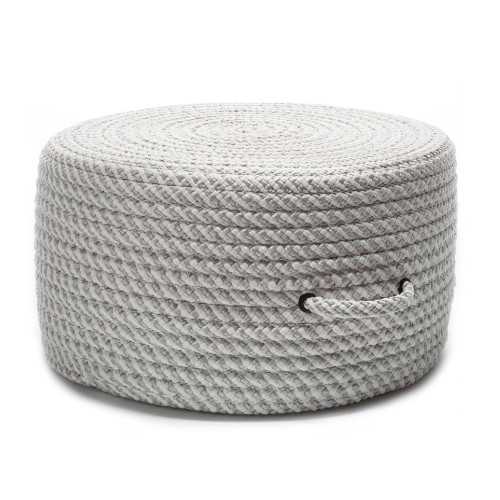 20" Gray Handmade Round Outdoor Pouf Ottoman - IMAGE 1
