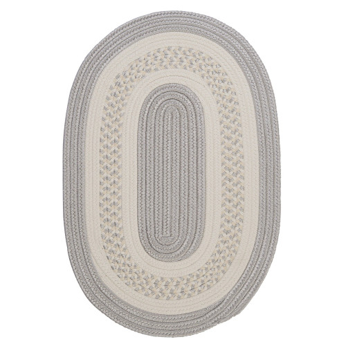 5' Silver and White Braided Round Area Throw Rug - IMAGE 1