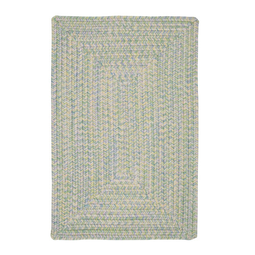 4' Blue, White And Yellow Square Handmade Braided Area Throw Rug - IMAGE 1