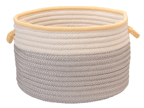 18" Shadow Gray and Yellow Modern Round Braided Storage Basket - IMAGE 1