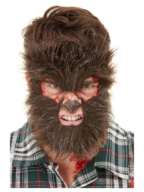Brown Werewolf Face Fur with Adhesive Unisex Adult Halloween Make-Up FX Costume Accessory - IMAGE 1