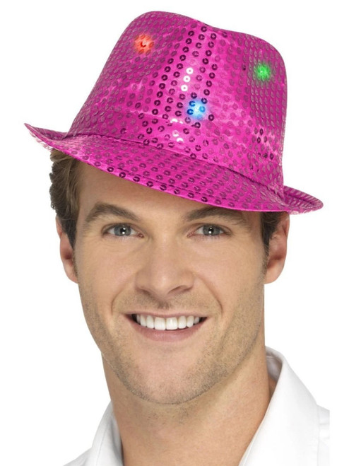 33" Pink Sequin Trilby Unisex Adult Halloween Hat Costume Accessory - One Size - IMAGE 1