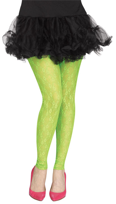 Green 80's Lace Footless Women Adult Halloween Tights Costume Accessory - One Size - IMAGE 1