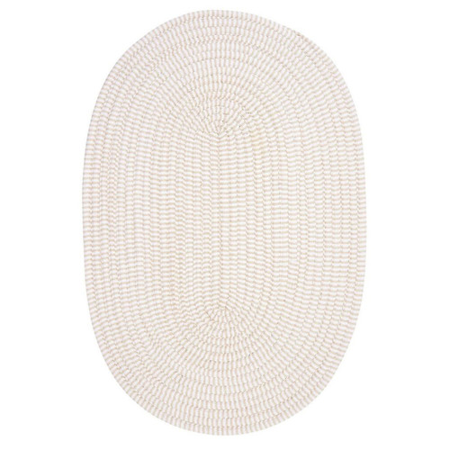 7' x 9' Neutral White Handmade Braided Oval Area Throw Rug - IMAGE 1