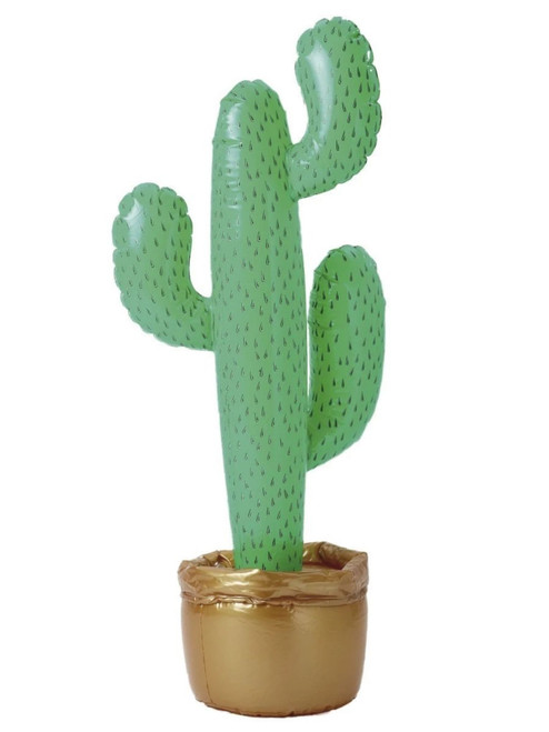 33" Green and Gold Inflatable Potted Cactus Halloween Costume Accessory - IMAGE 1