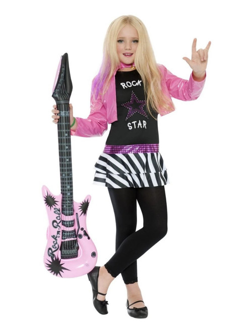 42" Pink and Black Rockstar Glam Girl Child Halloween Costume - Large - IMAGE 1