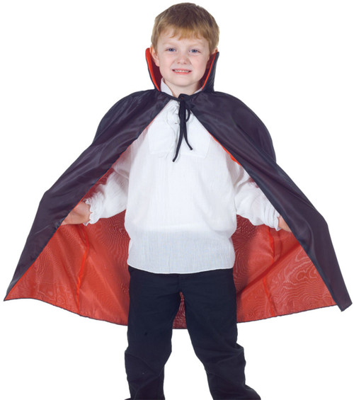 Black and Red Taffeta Cape Boy Child Halloween Costume Accessory - One Size - IMAGE 1