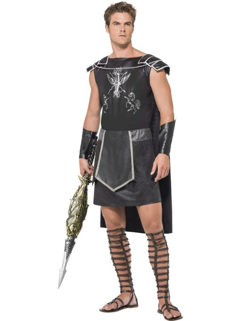 50" Black and White Men Adult Dark Gladiator Halloween Costume - Large - IMAGE 1