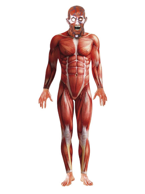49" Red Anatomy Bodysuit with Mask Men Adult Halloween Costume - Medium - IMAGE 1