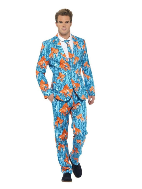 38.5" Blue and Orange Goldfish Suit Men Adult Halloween Costume - XL - IMAGE 1