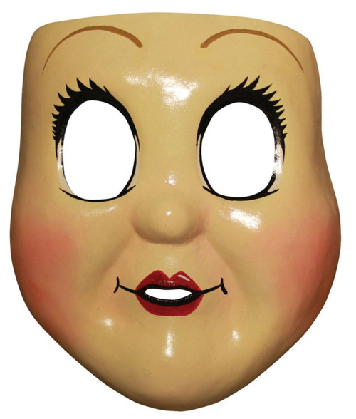 Beige and Red Dollface Vacuform Women Adult Halloween Mask Costume Accessory - One Size - IMAGE 1