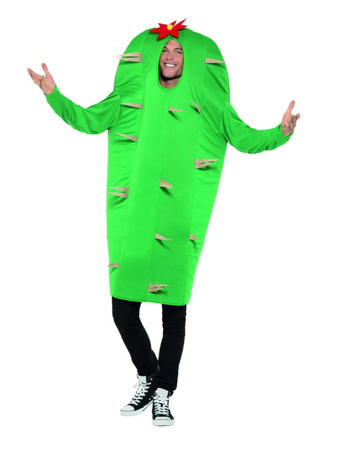49" Green and Red Cactus Men Adult Halloween Costume - IMAGE 1