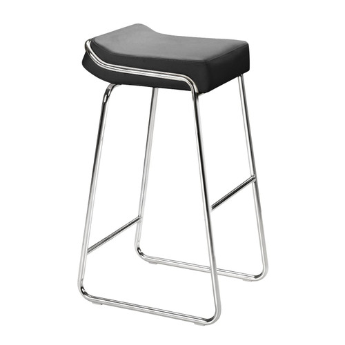 Set of 2 Black and Silver Upholstered Bar Stools 33" - IMAGE 1