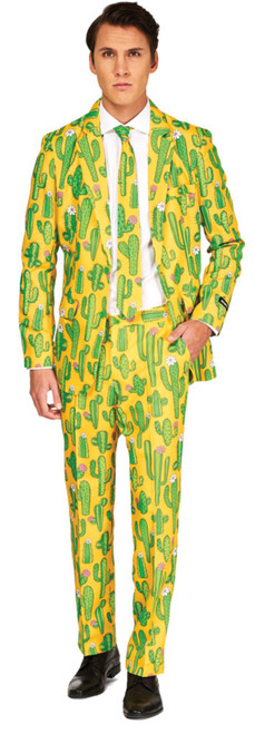 Green and Yellow Sunny Cactus Men Adult Halloween Costume - Extra Large - IMAGE 1