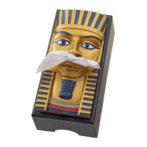 10" Black and Gold King Tut Egyptian Tissue Box Cover - IMAGE 1