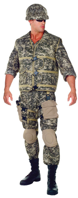 Camouflage Green and Gray Deluxe US Army Ranger Boy Teen Halloween Costume - Large - IMAGE 1