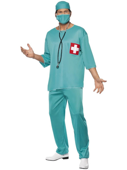 40" Green Surgeon Men Adult Halloween Costume - Medium - IMAGE 1