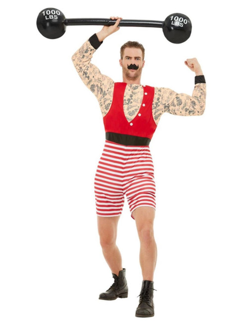 49" Red and Black Deluxe Strongman Men Adult Halloween Costume - XL - IMAGE 1