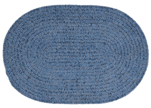 1.25' x 2.25' Blue Oval Reversible Braided Bath Rug - IMAGE 1