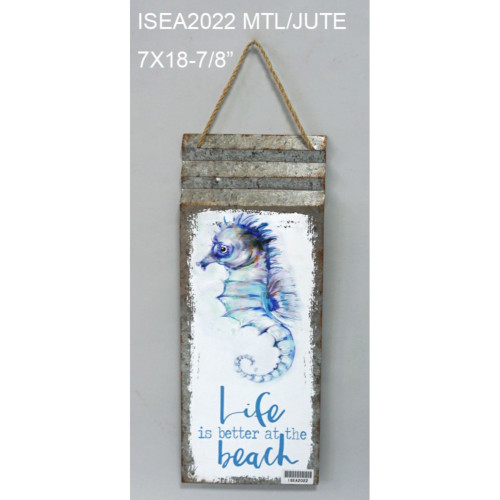 18.75" White and Purple Life is better at the Beach Rectangular Hanging Wall Decor - IMAGE 1