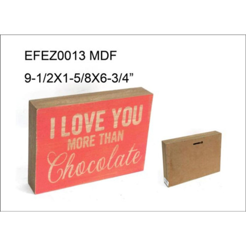 6.75" Red and Brown "I LOVE YOU MORE THAN Chocolate" Rectangular Sign - IMAGE 1