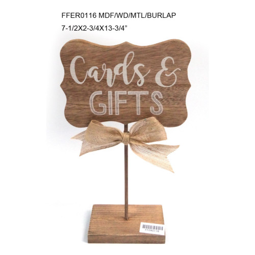 13.75" Brown and Ivory "CARDS and GIFTS" Tabletop Sign - IMAGE 1