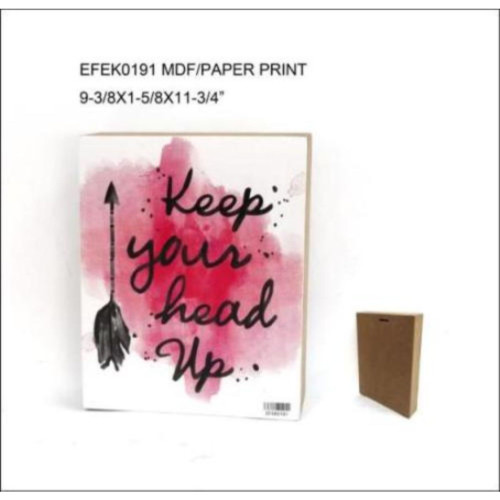 11.75" Black and White Keep your head up Rectangular Tabletop Sign - IMAGE 1