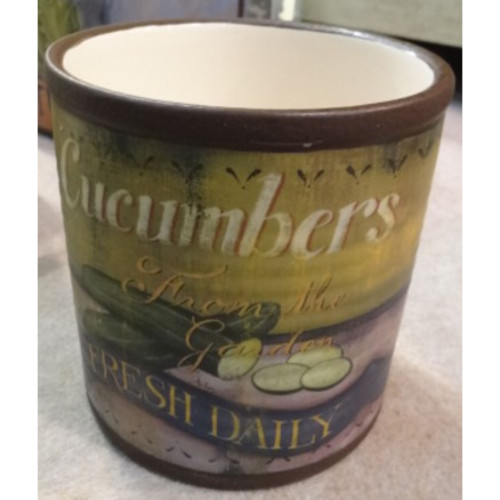 4" White and Green "Cucumbers From the Garden FRESH DAILY" Container - IMAGE 1