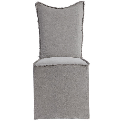 Set of 2 Gray and White Contemporary Armless Chairs 39.5" - IMAGE 1