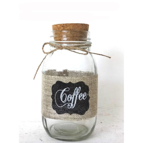 7.5" Brown and Clear Coffee Glass Bottle with Lid - IMAGE 1
