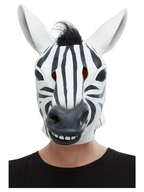 Zebra Full Overhead Unisex Adult Men Halloween Mask Costume Accessory - One Size - IMAGE 1
