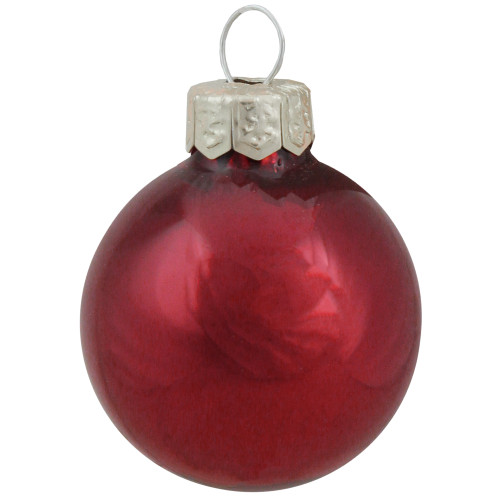 Petite Pearl Finish Glass Christmas Ball Ornaments - 1.25" (30mm) - Bordeaux - 40ct - IMAGE 1