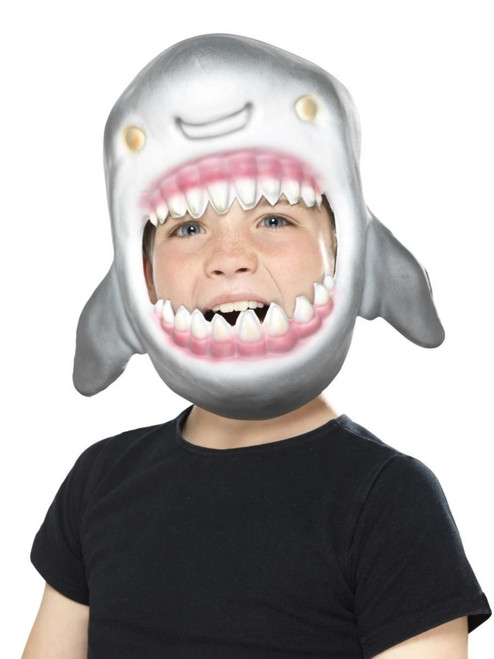 Gray and White Shark Head Unisex Child Halloween Full Mask Costume Accessory - One Size - IMAGE 1