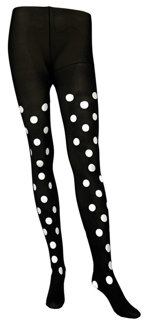 Black and White Opaque Tights Women Adult Halloween Costume - One Size - IMAGE 1
