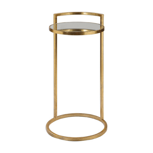 30” Gold Elegant Accent Table with a Mirrored Top - IMAGE 1