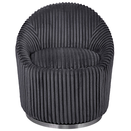 32" Gray and Stainless Steel Contemporary Swivel Chair - IMAGE 1