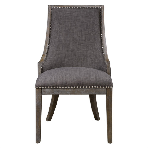 3.25' Gray and Silver Aidrian Curved Back Birch Wood Frame Accent Chair - IMAGE 1