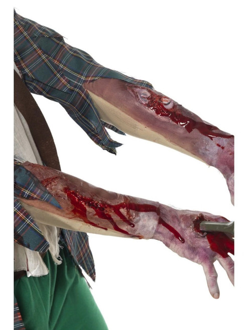 38" Red and Beige Unisex Adult One Sleeve Halloween Scar Effect Makeup Costume Accessory - IMAGE 1