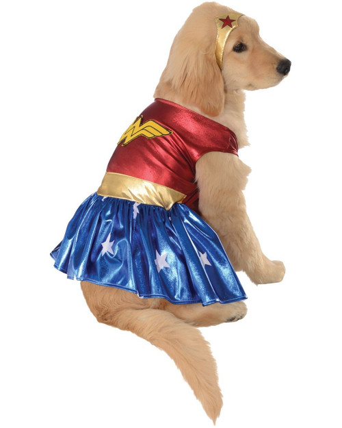 Blue and Red Wonder Woman Dog Pet Costume - Medium - IMAGE 1