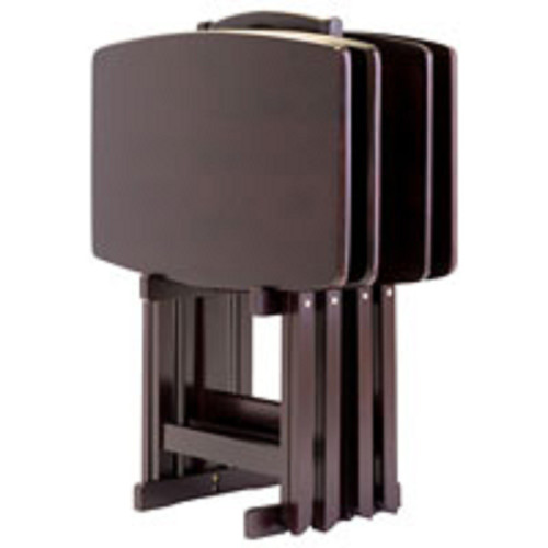 Set of 5 Dark Brown Folding Snack Table – 25.50” - IMAGE 1