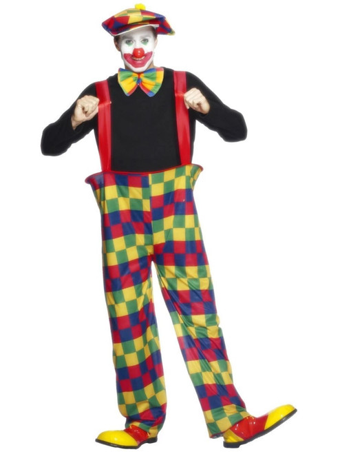 40" Black and Yellow Hooped Clown Men Adult Halloween Costume - Medium - IMAGE 1
