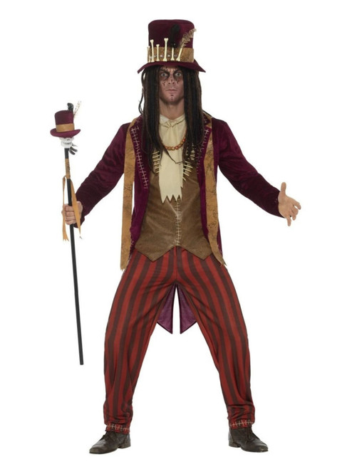 41" Red and Brown Deluxe Voodoo Witch Doctor Men Adult Halloween Costume - Medium - IMAGE 1