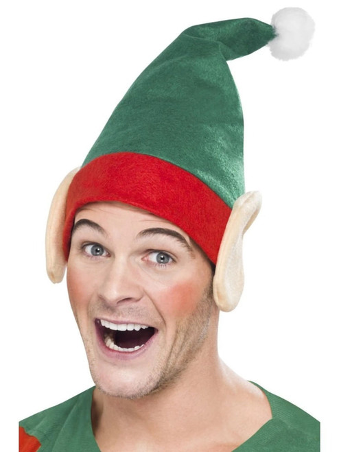 34" Green and Red Elf Unisex Adult Christmas Hat Costume Accessory - One Size - IMAGE 1