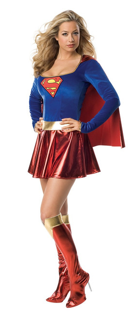 Red and Blue Supergirl Women Adult Halloween Costume - Large - IMAGE 1
